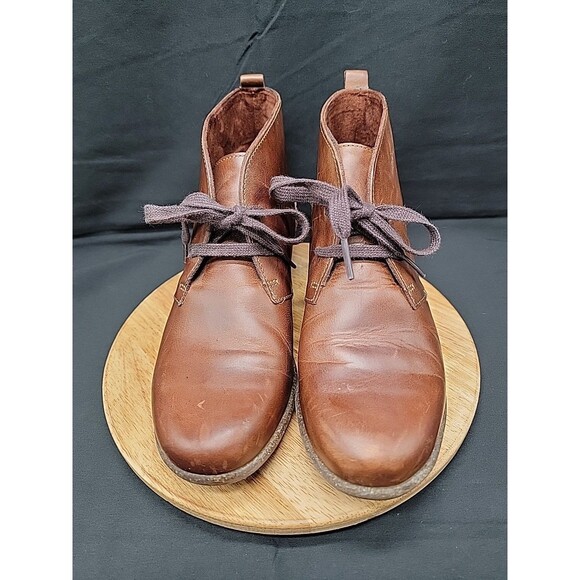 Clarks Artisian Brown Leather Booties Lace Up Size 8M - Picture 2 of 11